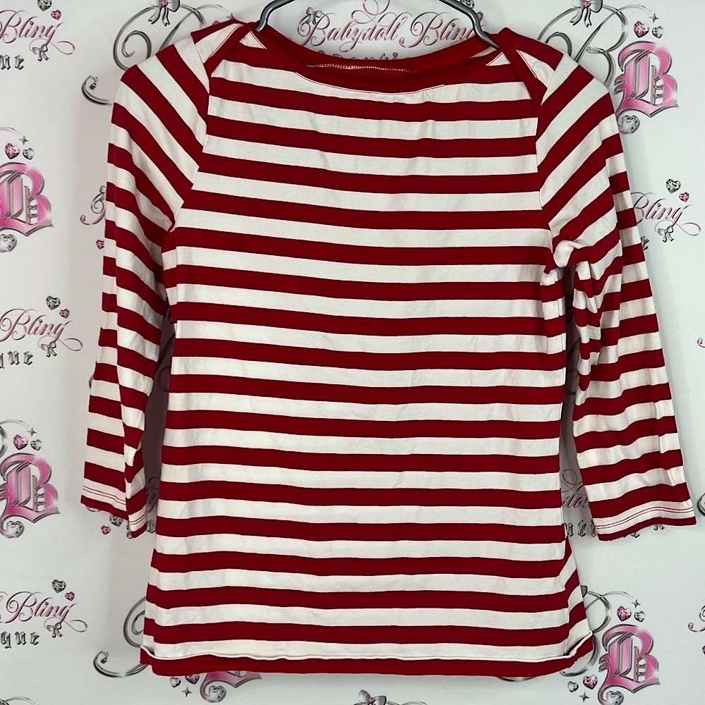 Cable & Gauge long sleeve stripes nautical Red and White Striped Long Sleeve Top